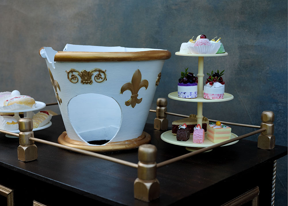 Beauty and the Beast Cakes for Chips trolley prop costume hire